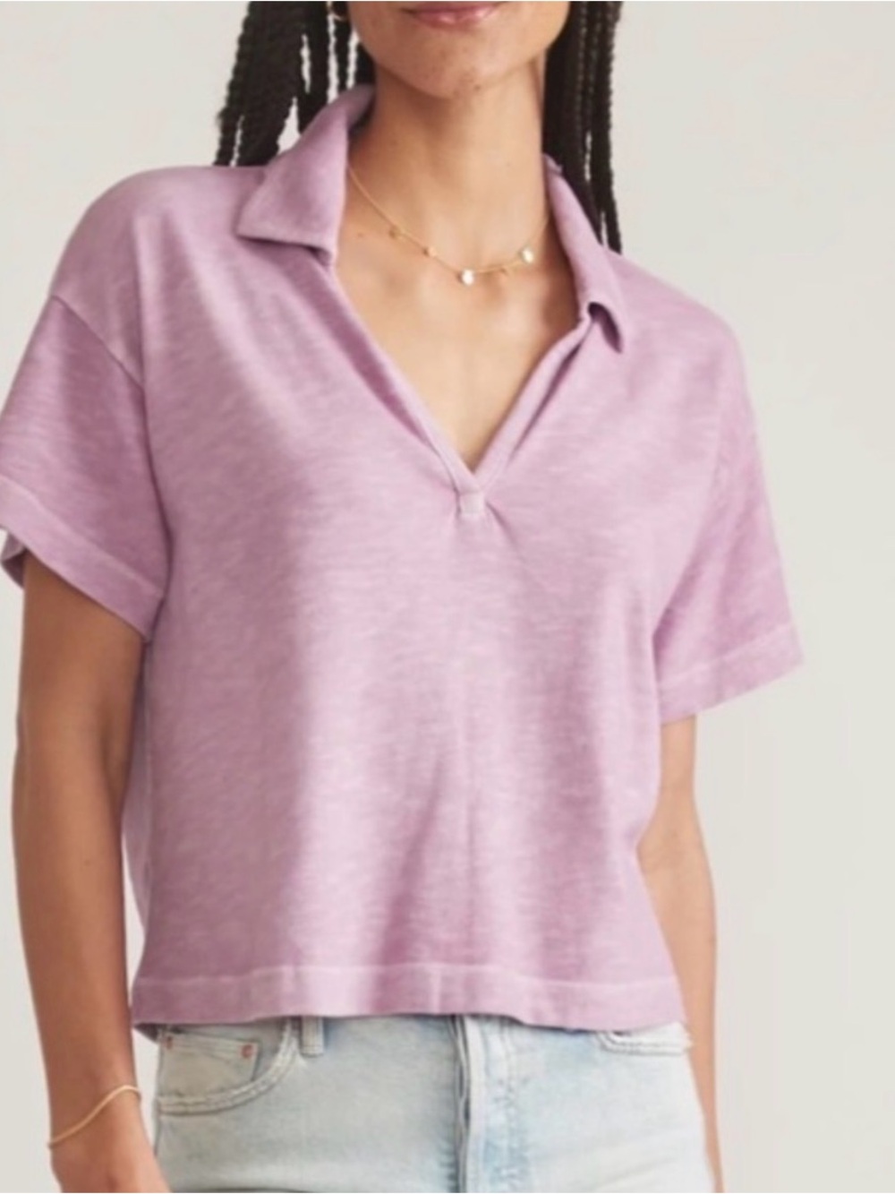 Marine Layer Lavender Short-Sleeve Button Down Polo/ NWOT / Womens / XS/ Ptp-20”